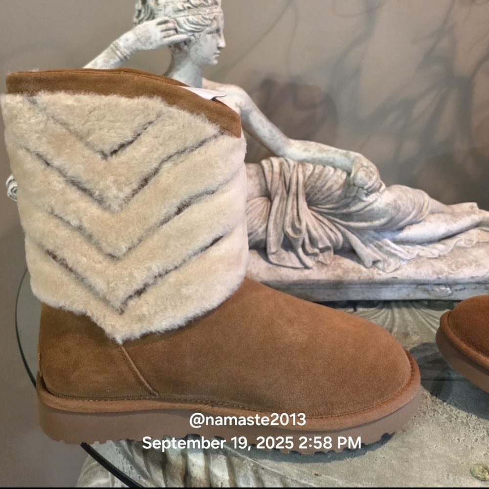 Ugg Tania Chevron Boots Fur Shearling SN 1012391 Designer Luxury Winter #169 - Picture 9 of 14